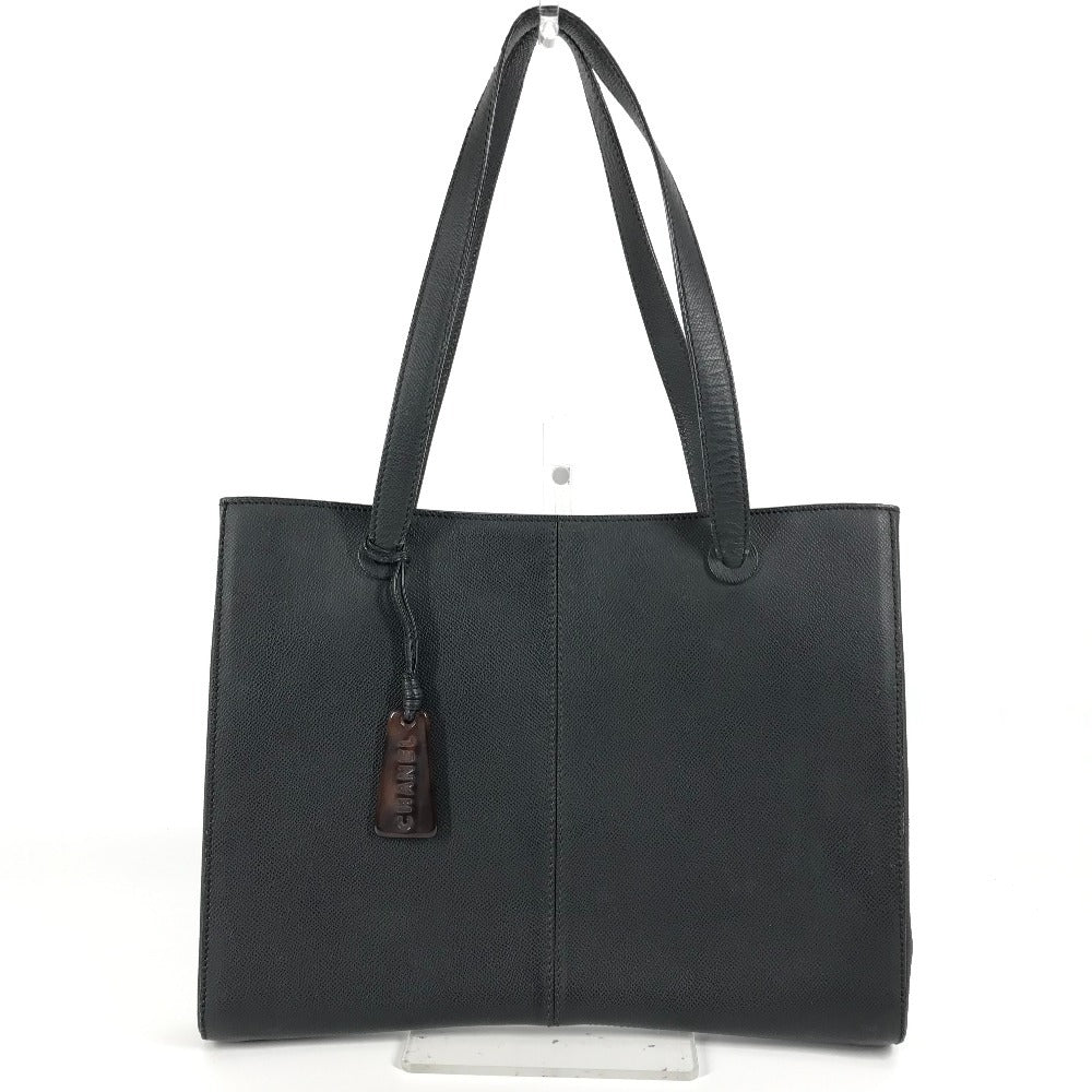 CHANEL Shoulder Bag leather black vintage CC COCO Mark logo