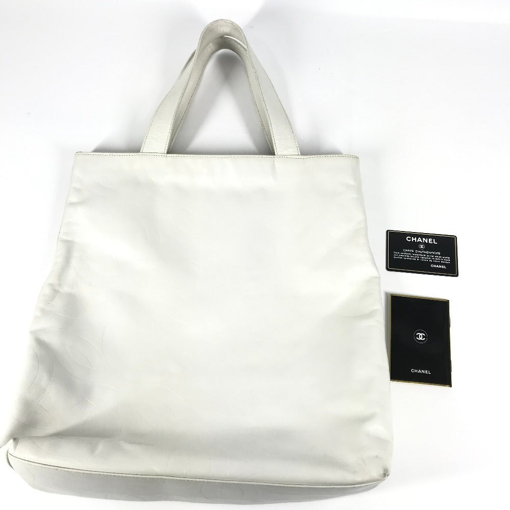 CHANEL Shoulder Bag leather white CC COCO Mark overall logo Women Used Authentic