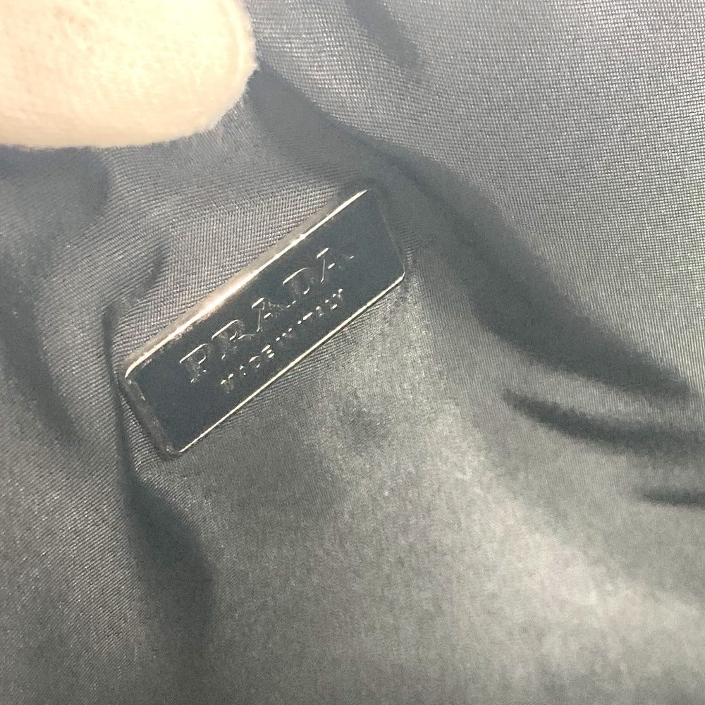PRADA Shoulder Bag Leather / nylon black Triangle logo plate