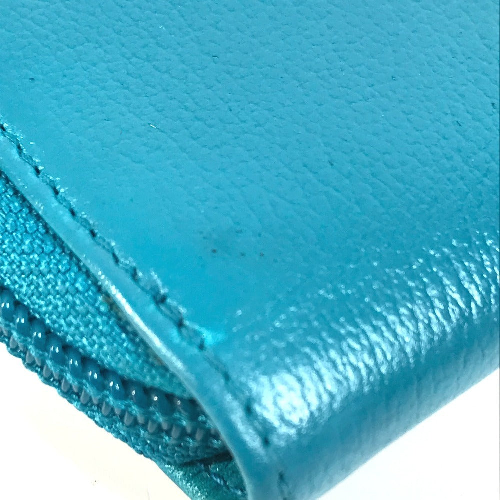 CHANEL Long Wallet Purse leather blue Camellia CC COCO Mark