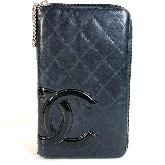 CHANEL Long Wallet Purse A26710 leather black Cambon line CC COCO Mark Travel Case logo