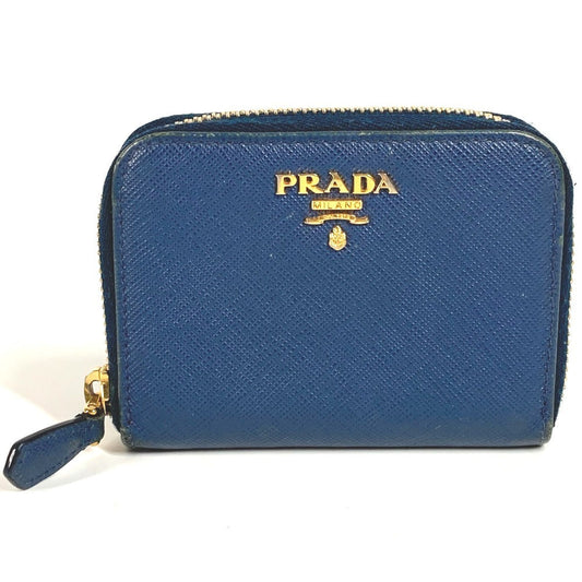 PRADA Coin case 1MM268 saffiano leather blue Safiano logo