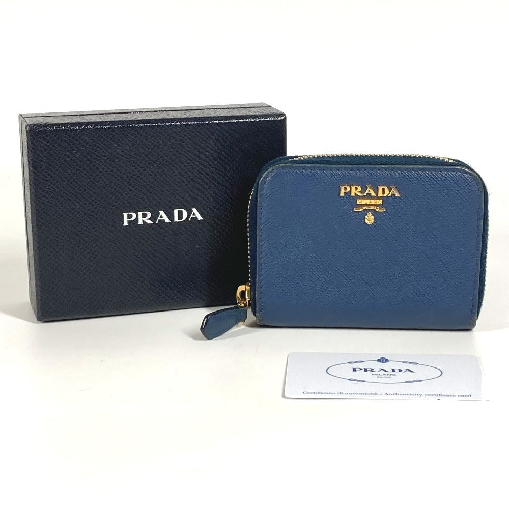 PRADA Coin case 1MM268 saffiano leather blue Safiano logo