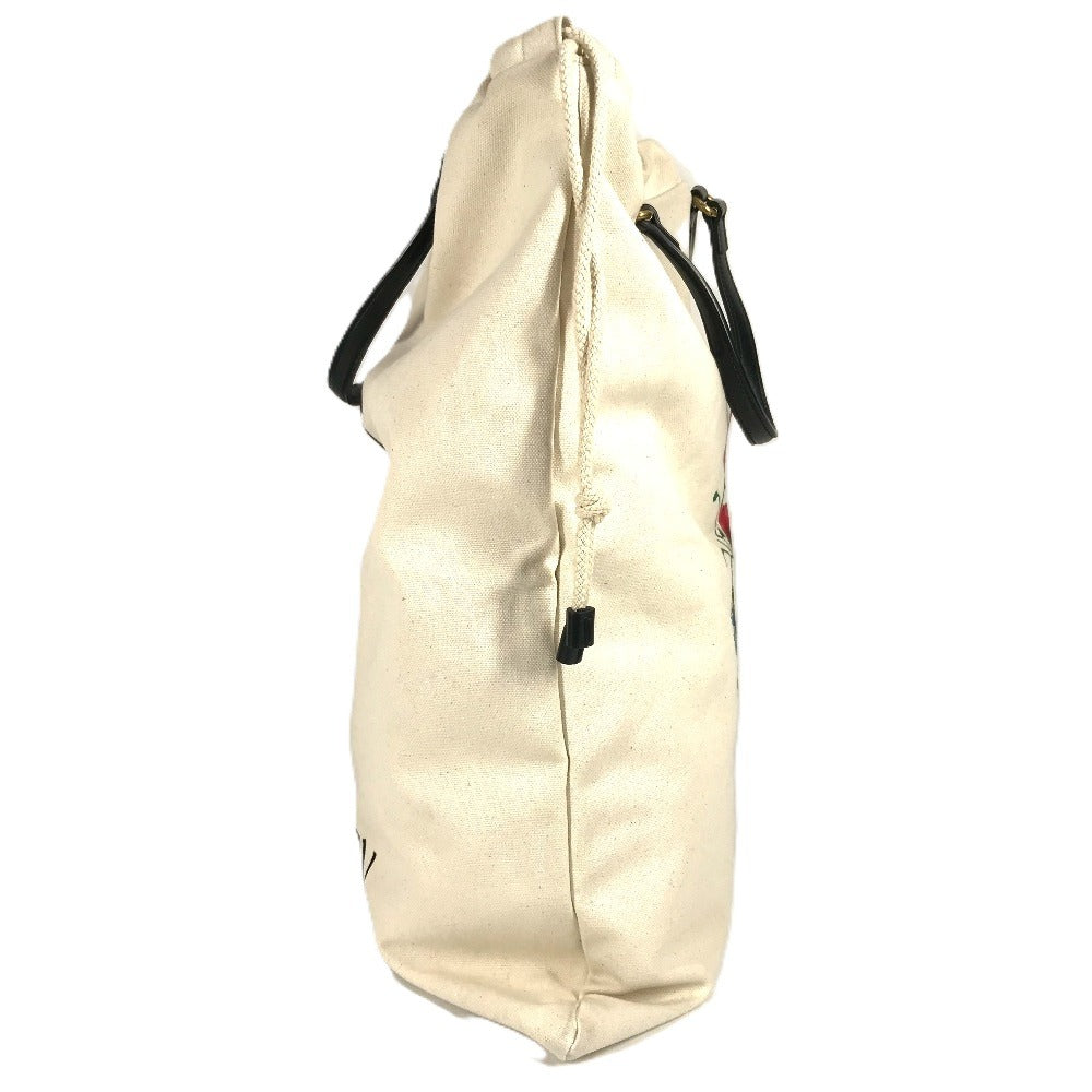 GUCCI Shoulder Bag 552403 Leather / canvas white Flower Flora Chateau Marmont Drawstring Tote Bag