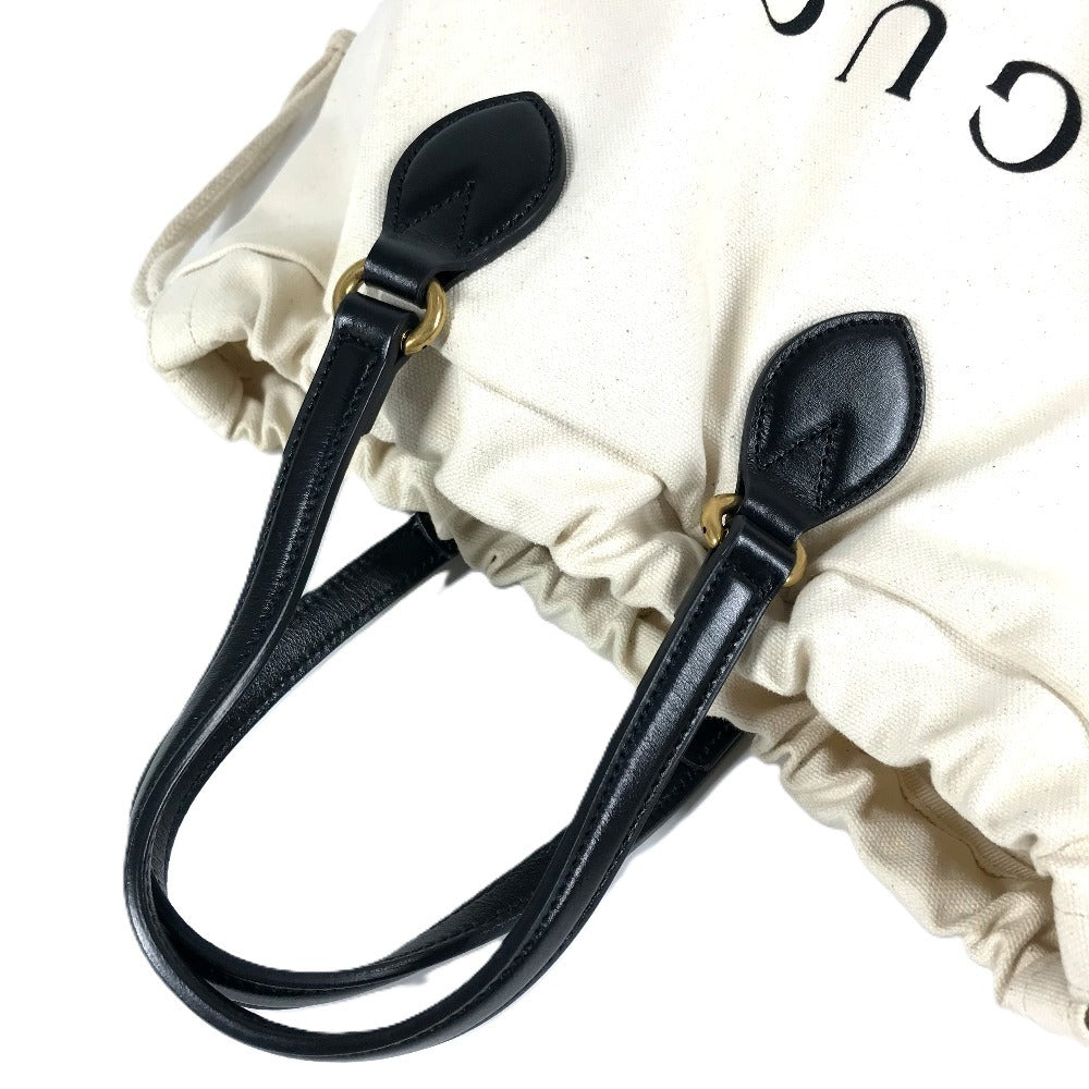 GUCCI Shoulder Bag 552403 Leather / canvas white Flower Flora Chateau Marmont Drawstring Tote Bag