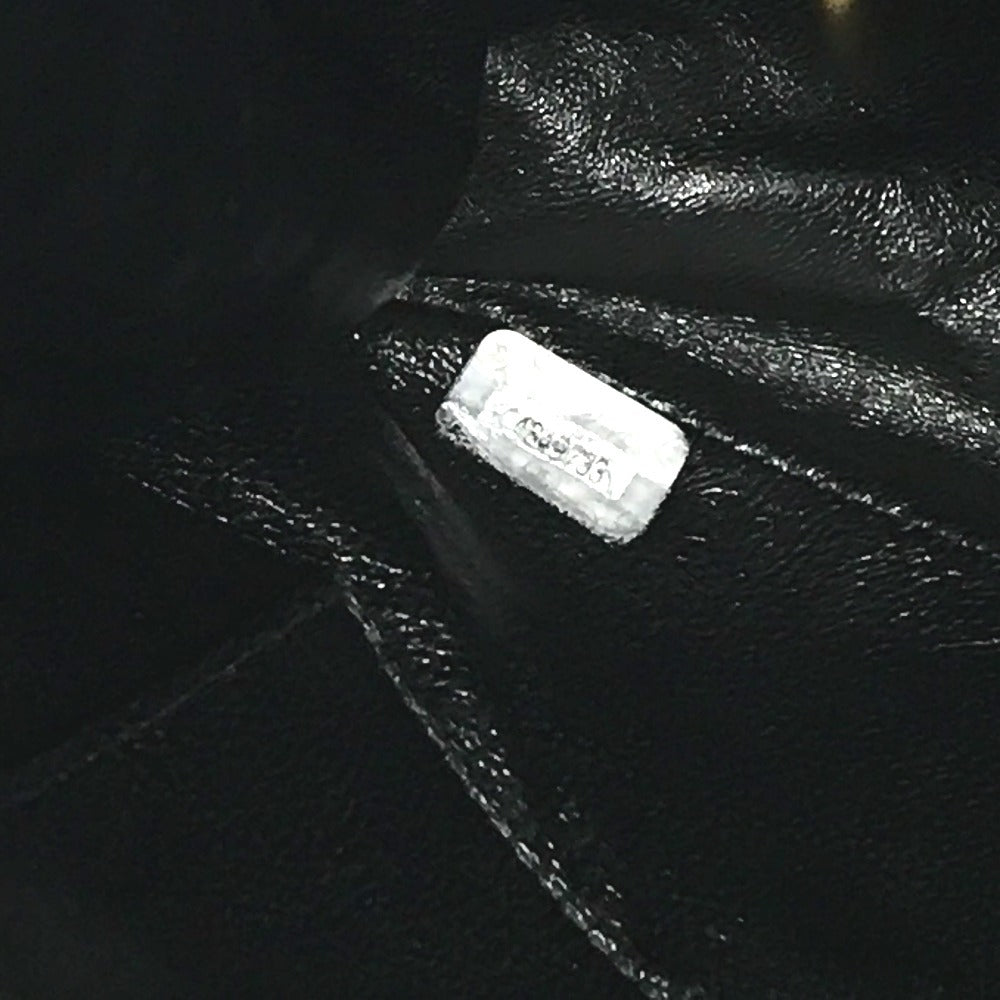 CHANEL Shoulder Bag Leather / canvas black Logo all-over pattern