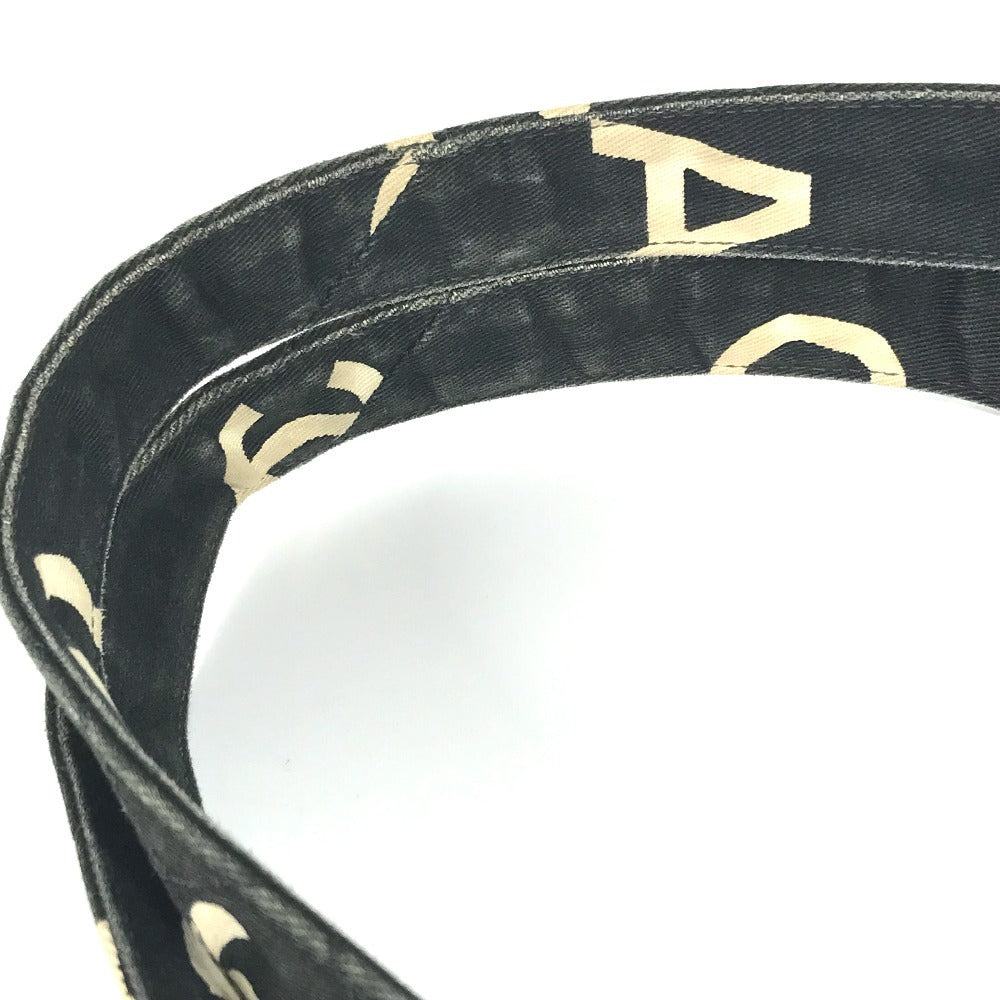 CHANEL Shoulder Bag Leather / canvas black Logo all-over pattern