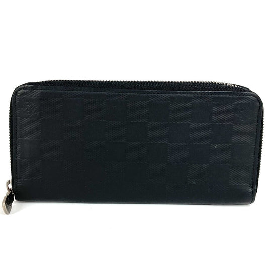LOUIS VUITTON Long Wallet Purse N63548 Damier Anfini Leather black Damier Anfini Zippy Wallet Vertical