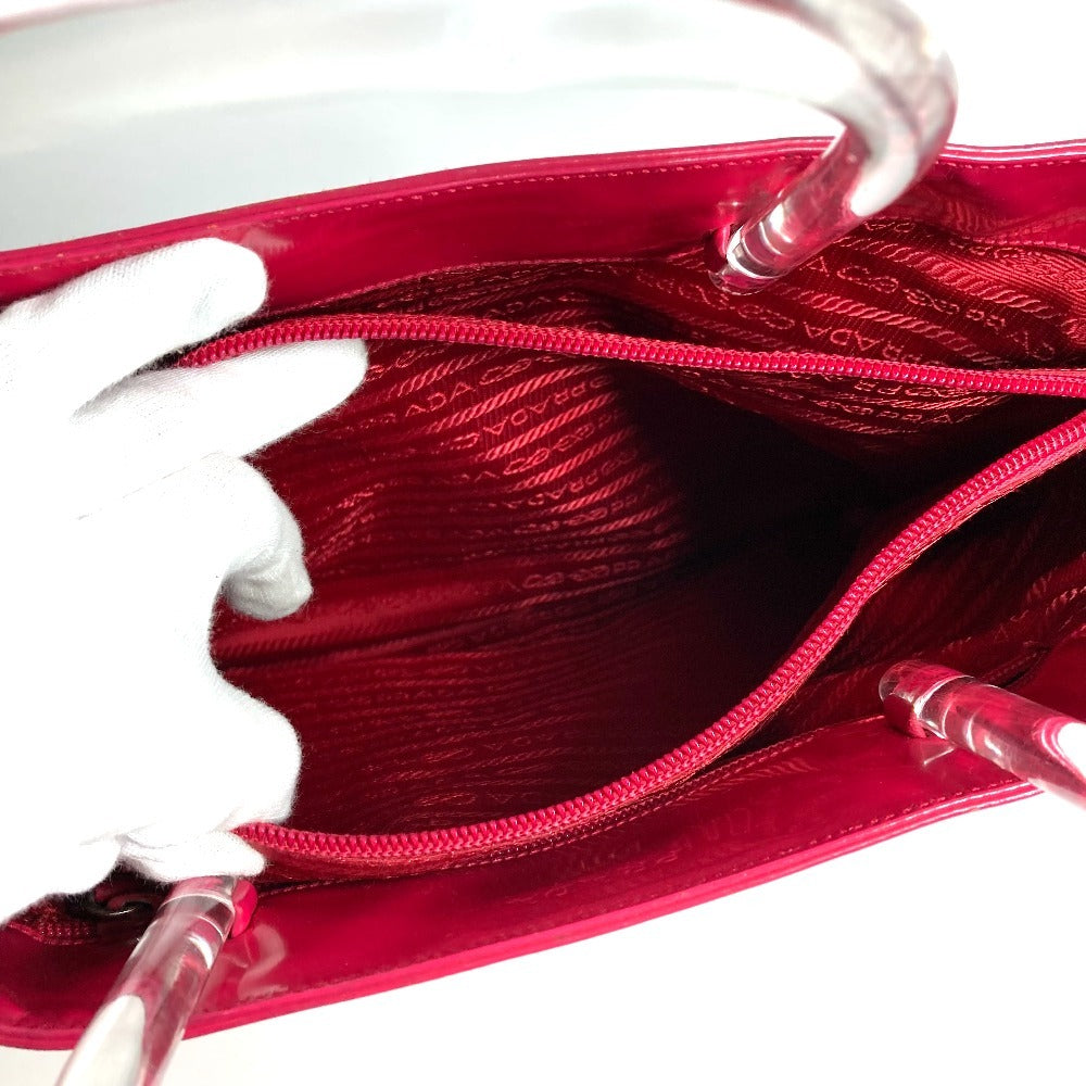 PRADA Handbag enamel pink Plat Stick handle Triangle logo plate