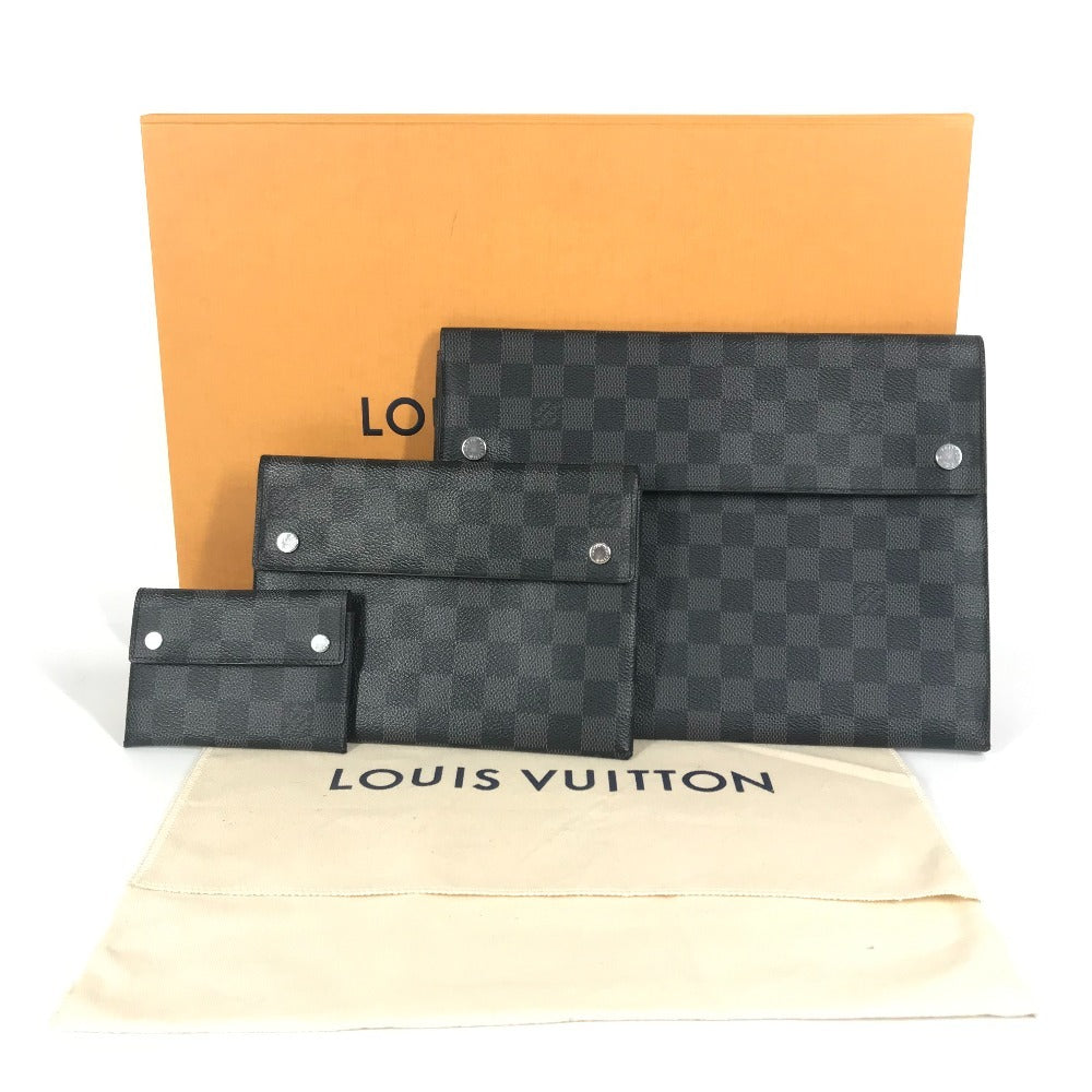 LOUIS VUITTON Clutch bag N60255 Damier Grafitto Canvas black Damier Grafitte Alpha Triple Pouch 3-Piece Set