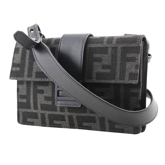 FENDI Shoulder Bag 7M0295 Nylon canvas, leather black clutch 3WAY Marsupio Baguette mens Used Authentic