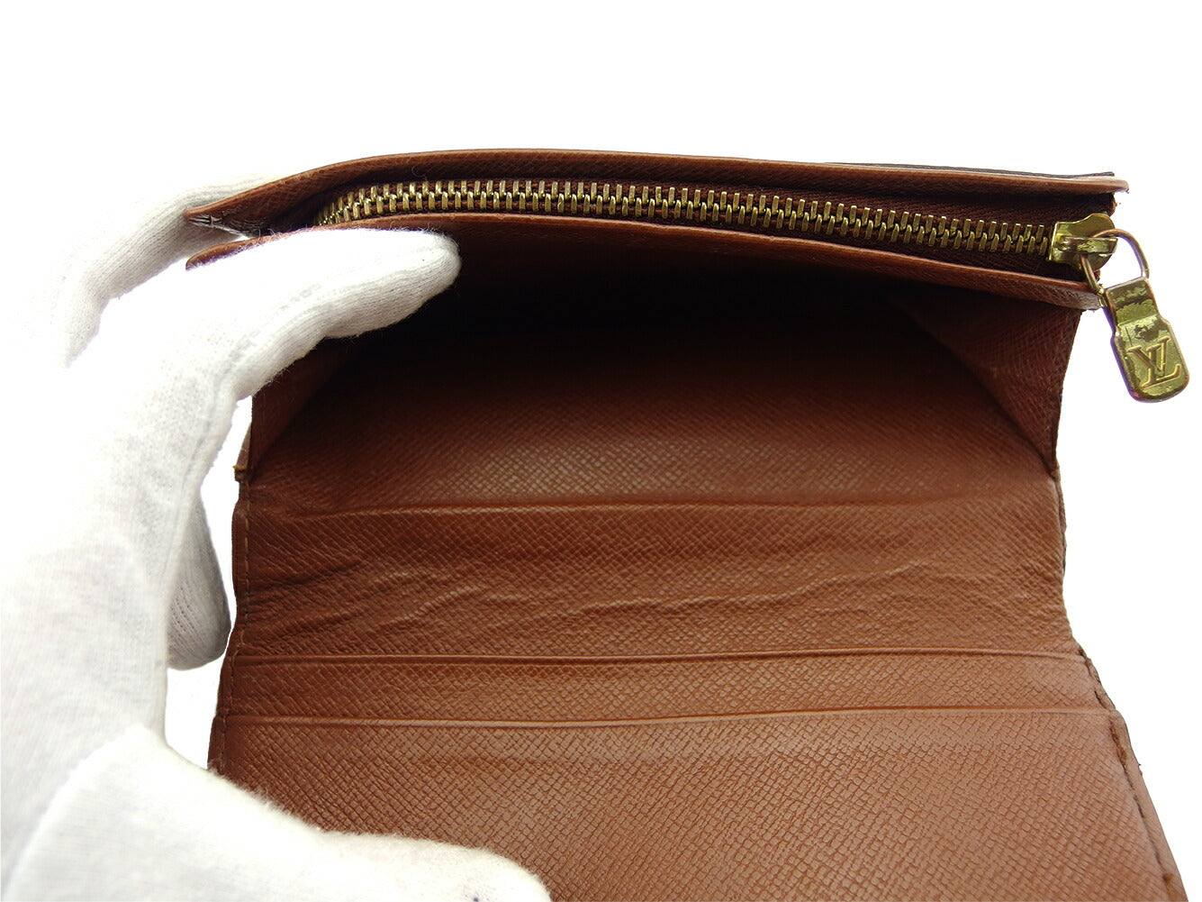 LOUIS VUITTON Long Wallet Purse M61730 Brown beige gold Portonebi Tresol