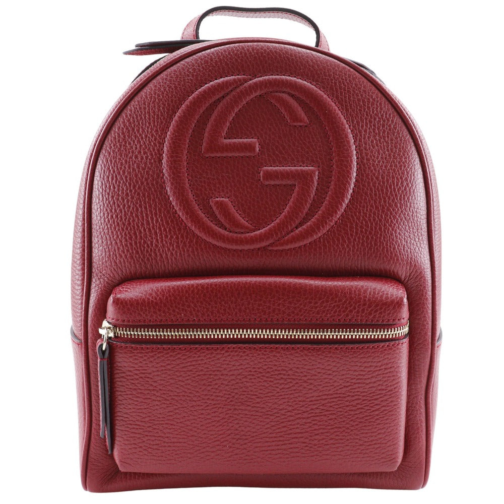 GUCCI Backpack 536192 leather Red ChainBackpack Interlocking Soho Women Used Authentic
