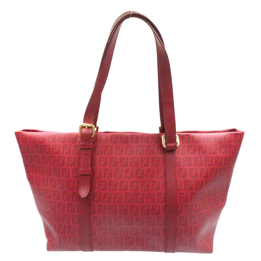FENDI Tote Bag 8BH215 PVC coated canvas Red Zucchino Women Used Authentic