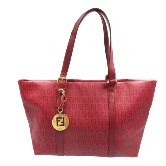 FENDI Tote Bag 8BH215 PVC coated canvas Red Zucchino Women Used Authentic