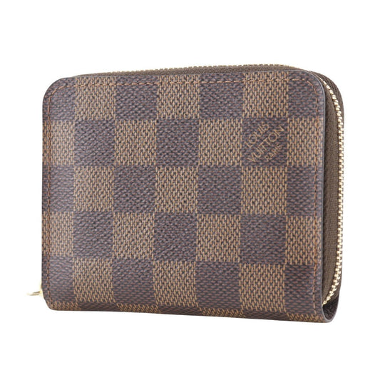LOUIS VUITTON Coin case N63070 Damier canvas Brown Zip around purse Women Used Authentic