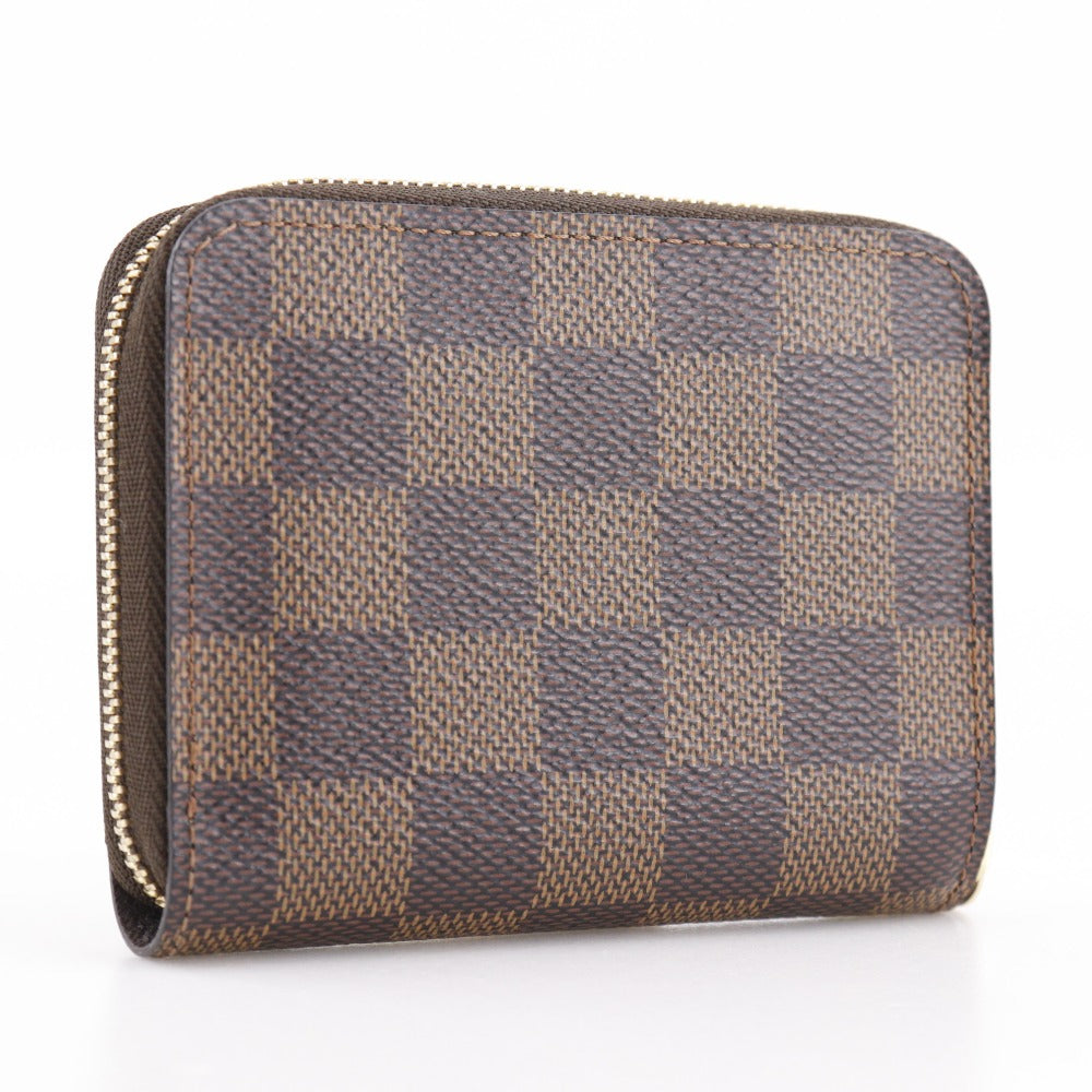 LOUIS VUITTON Coin case N63070 Damier canvas Brown Zip around purse Women Used Authentic