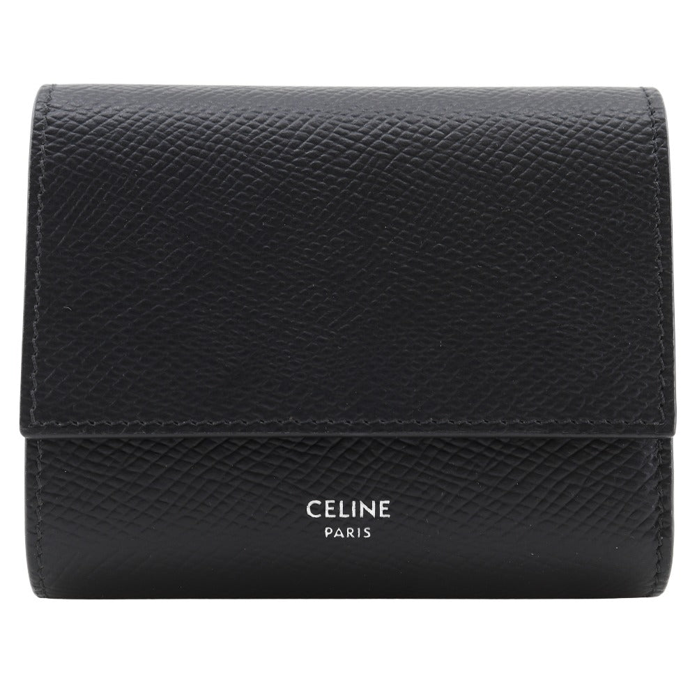 CELINE Tri-fold wallet 10B573BEL leather black Small trifold wallet unisex(Unisex) Used Authentic