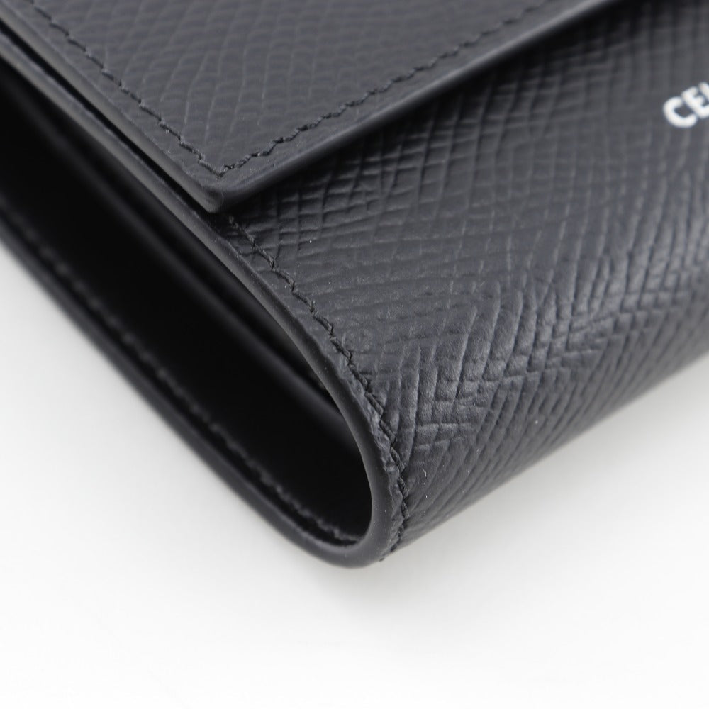 CELINE Tri-fold wallet 10B573BEL leather black Small trifold wallet unisex(Unisex) Used Authentic