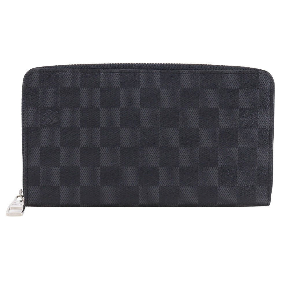 LOUIS VUITTON Long Wallet Purse N60111 Damier Grafitto Canvas black Travel case Zippy Organizer