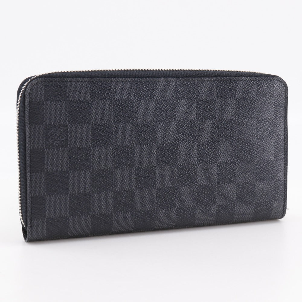 LOUIS VUITTON Long Wallet Purse N60111 Damier Grafitto Canvas black Travel case Zippy Organizer
