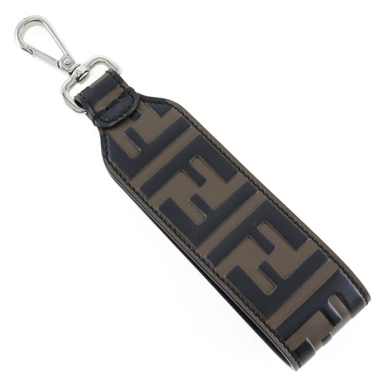 FENDI charm leather Brown key ring FF logo Women(Unisex) Used Authentic
