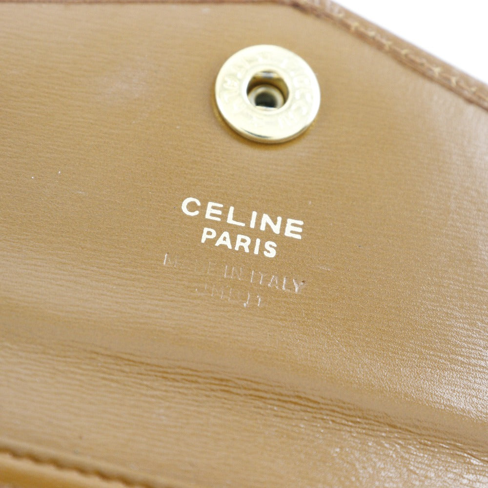 CELINE Bifold Wallet leather Brown W Hook Wallet Women Used Authentic
