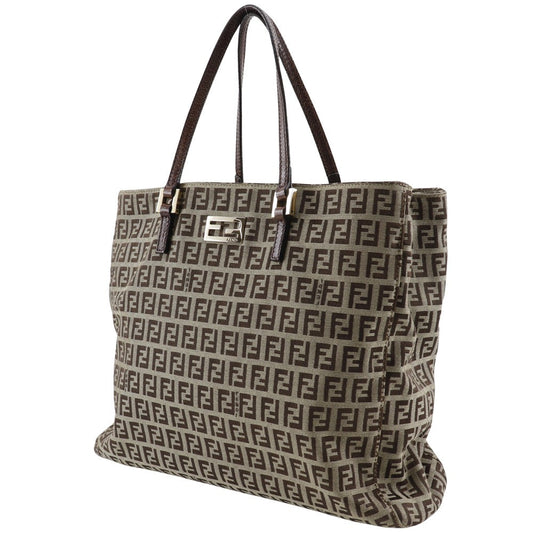 FENDI Handbag 8BH132 Nylon canvas Brown Zucchino Women Used Authentic