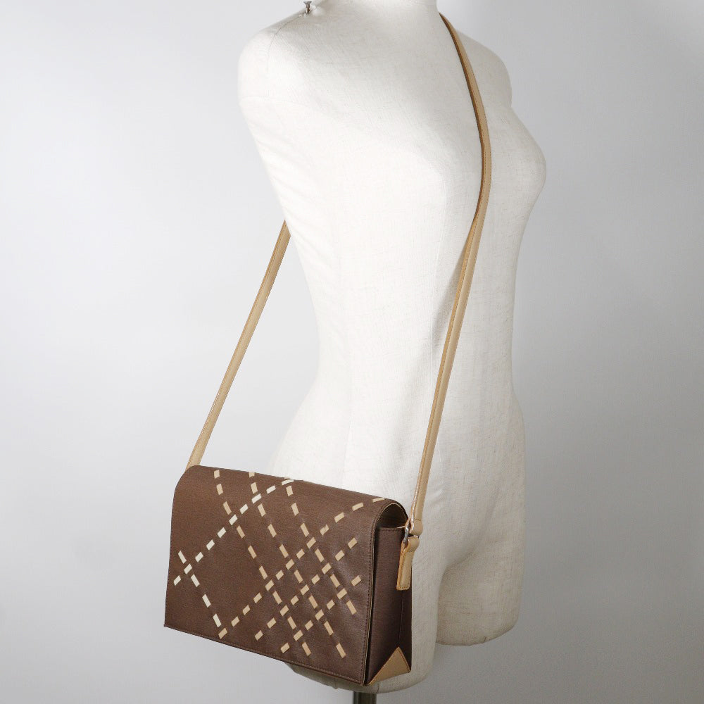 BURBERRY Shoulder Bag Satin beige Women Used Authentic