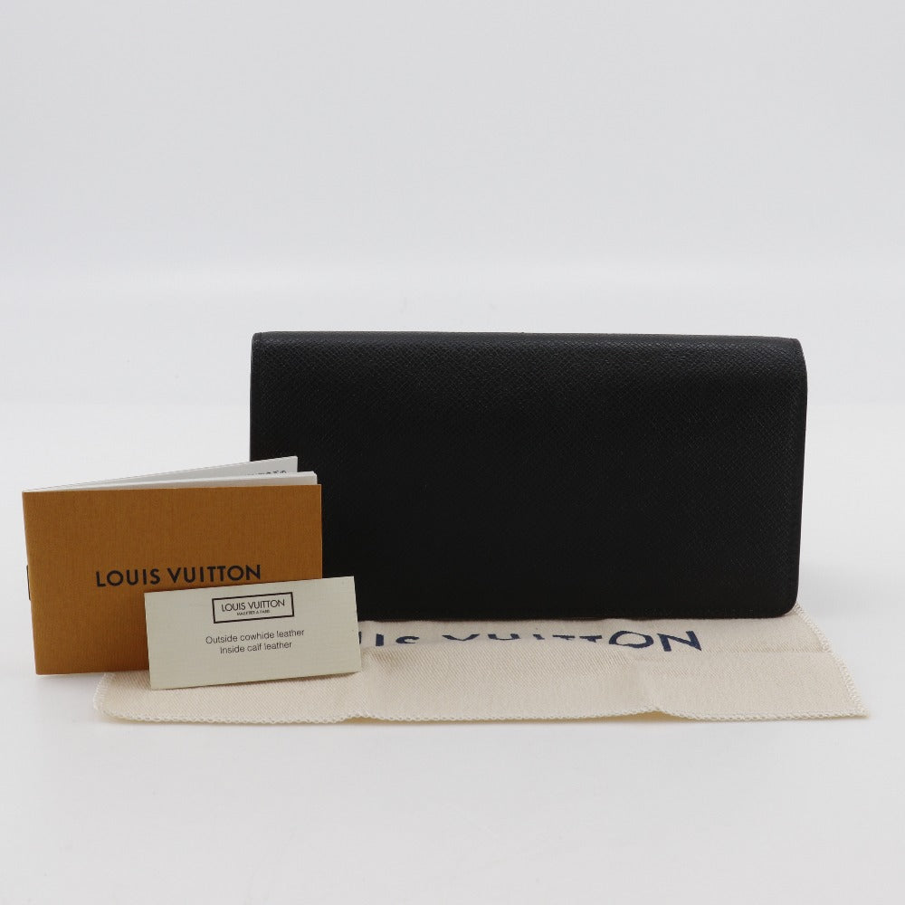 LOUIS VUITTON Long Wallet Purse M30501 Taiga black Portefeuille Braza mens Used Authentic
