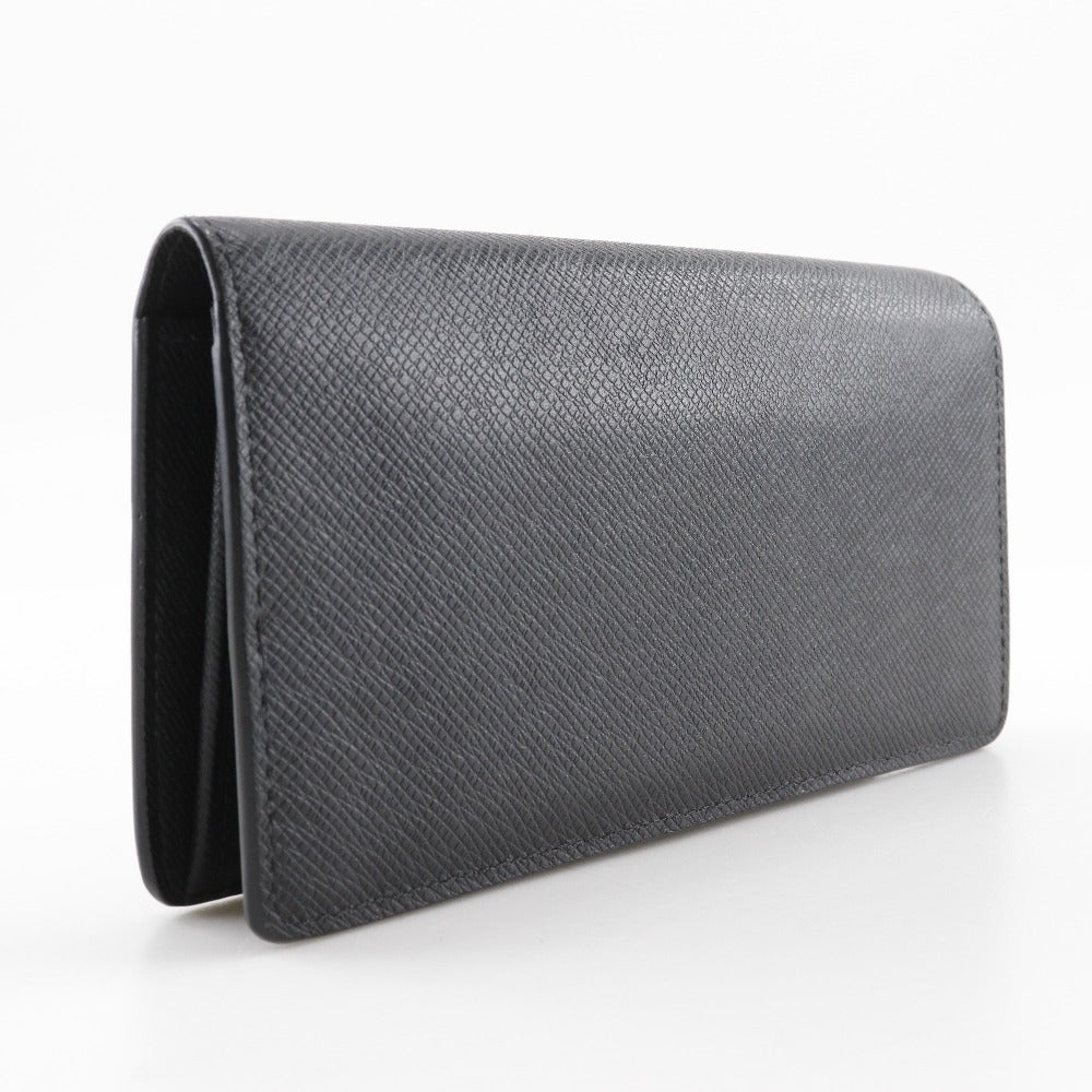 LOUIS VUITTON Long Wallet Purse M30501 Taiga black Portefeuille Braza mens Used Authentic