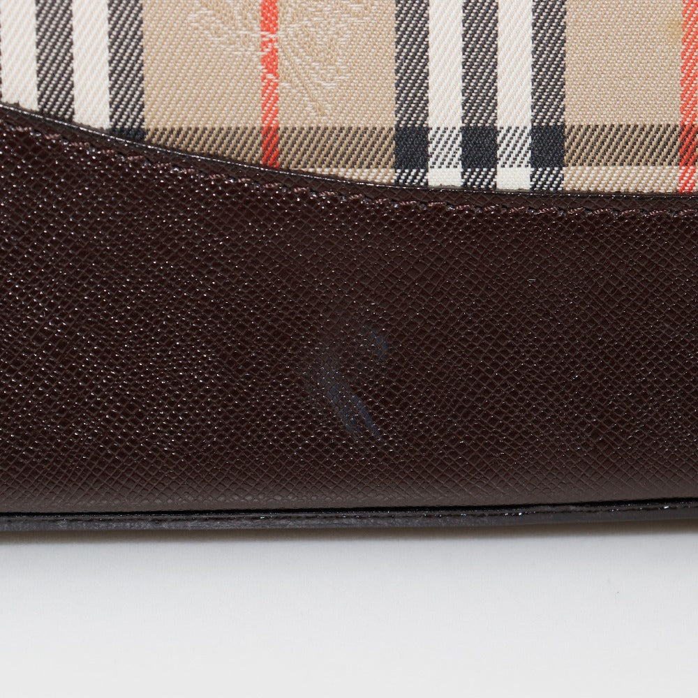 BURBERRY Shoulder Bag Canvas, Leather Brown Nova Check Women Used Authentic