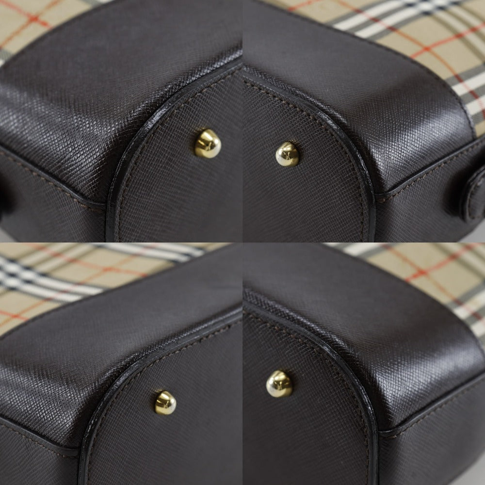 BURBERRY Shoulder Bag Canvas, Leather Brown Nova Check Women Used Authentic