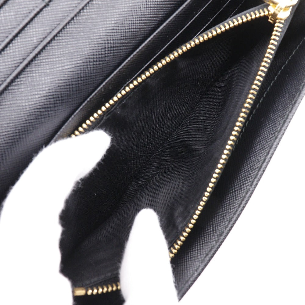 PRADA Long Wallet Purse 1M1132 Safiano black Women Used Authentic