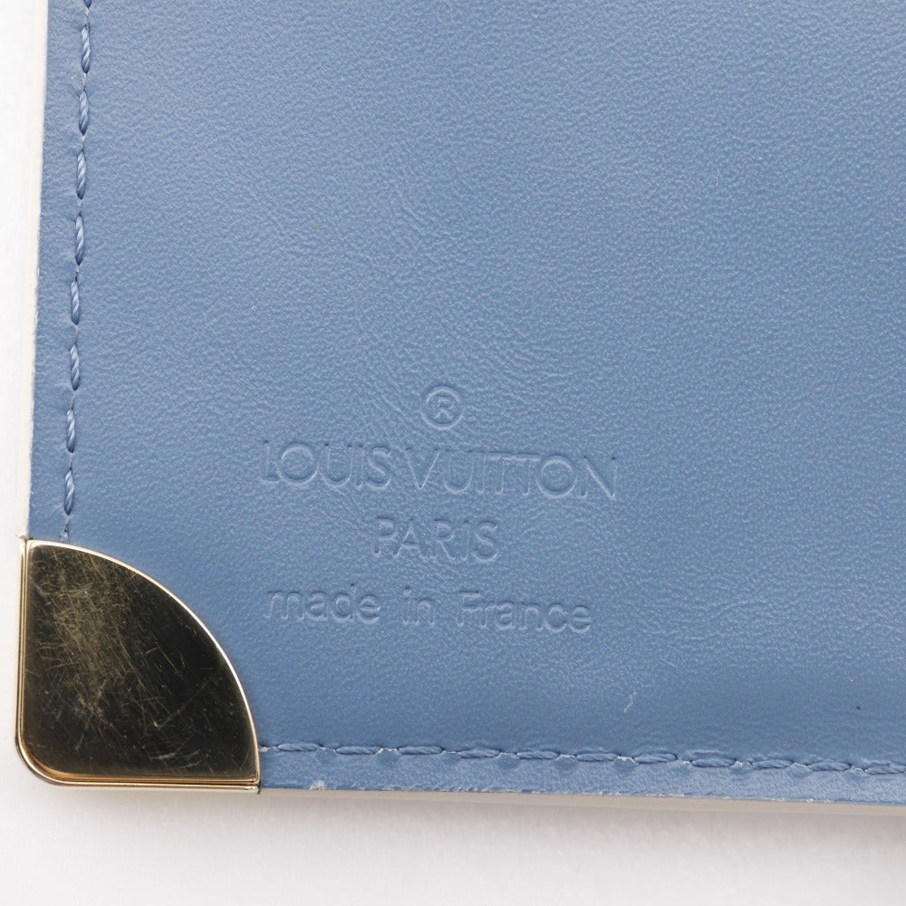LOUIS VUITTON Bifold Wallet M91829 Goatskin blue Suhali line Compact zip Women Used Authentic