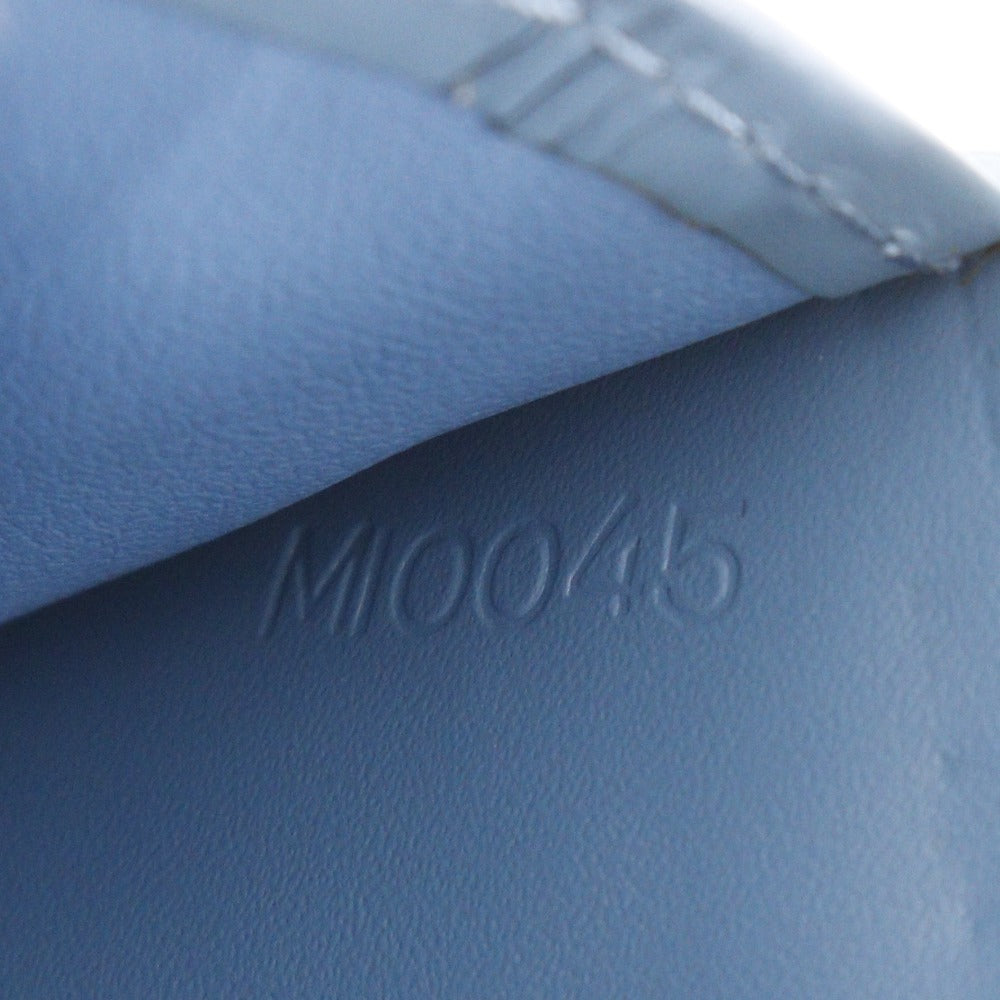 LOUIS VUITTON Bifold Wallet M91829 Goatskin blue Suhali line Compact zip Women Used Authentic