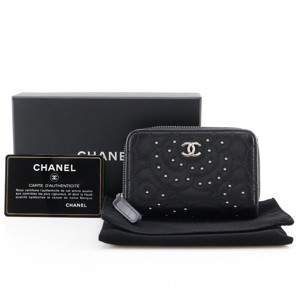 CHANEL Coin case A82551 lambskin black Camelia