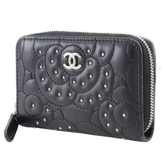 CHANEL Coin case A82551 lambskin black Camelia