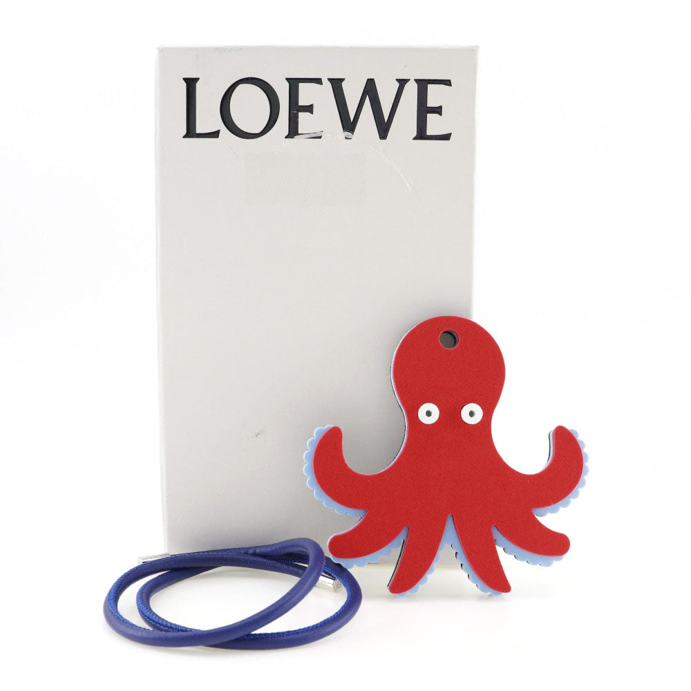 LOEWE charm Urethane, Leather Red and blue Bag charm octopus Paula Zuibiza Octopus Women Used Authentic