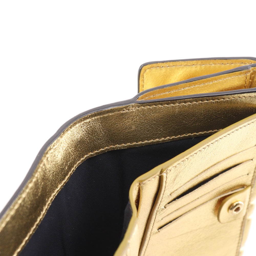 FENDI Bifold Wallet 8M0419 AAF2 F171Q Calfskin gold Zucca Pattern Embossed FF