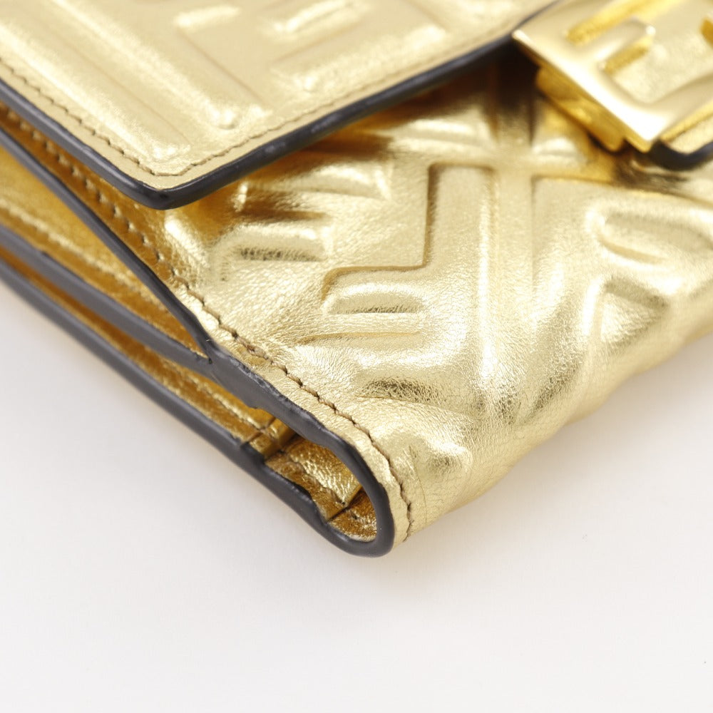 FENDI Bifold Wallet 8M0419 AAF2 F171Q Calfskin gold Zucca Pattern Embossed FF