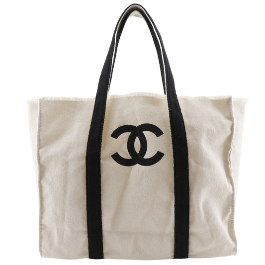 CHANEL Tote Bag canvas White / black novelty COCO Mark