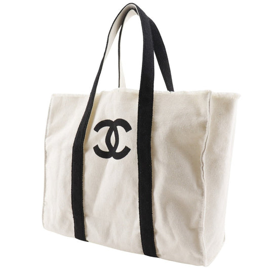 CHANEL Tote Bag canvas White / black novelty COCO Mark