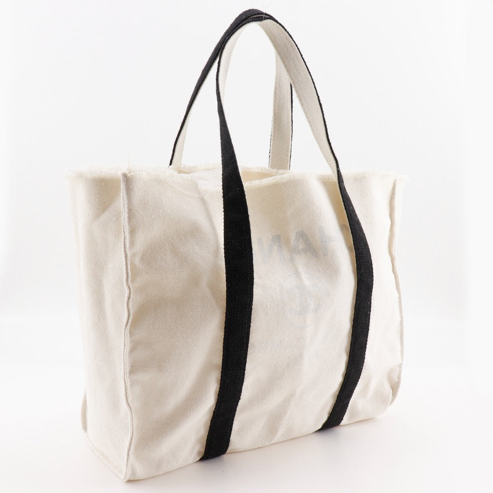 CHANEL Tote Bag canvas White / black novelty COCO Mark