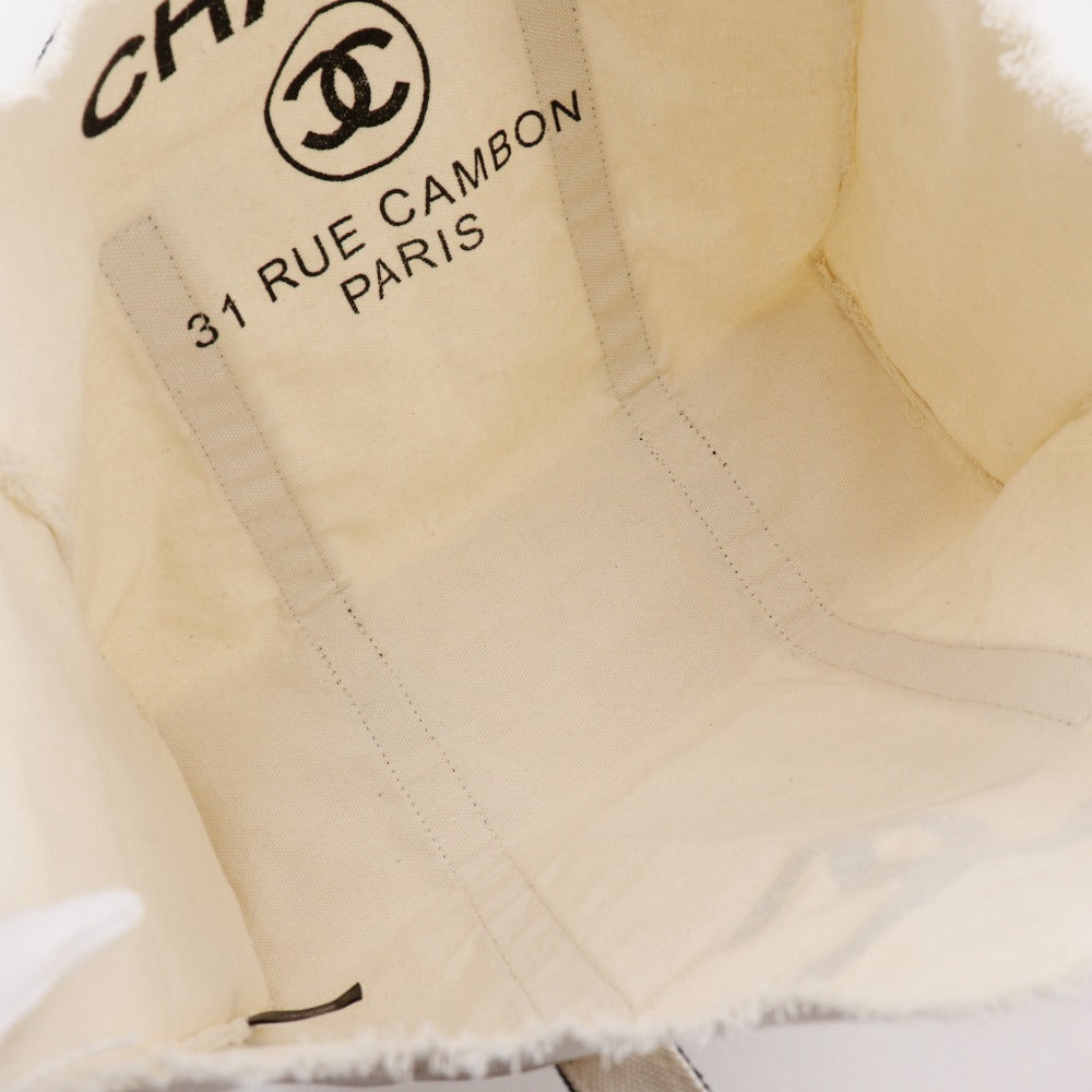 CHANEL Tote Bag canvas White / black novelty COCO Mark