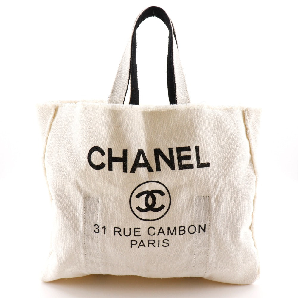 CHANEL Tote Bag canvas White / black novelty COCO Mark