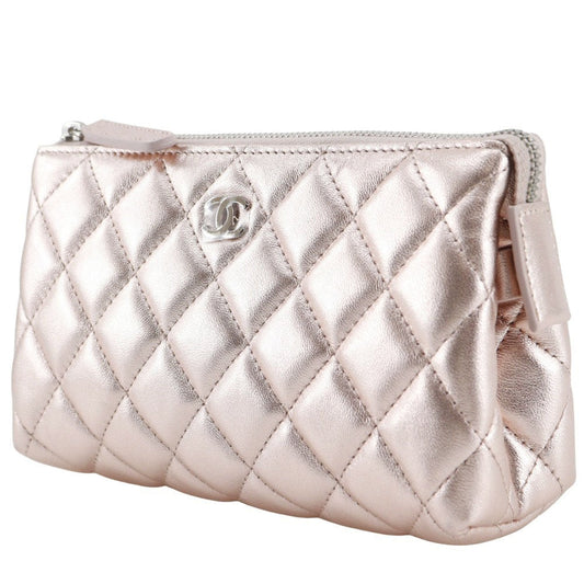 CHANEL Pouch A69259 lambskin Metallic pink Matrasse