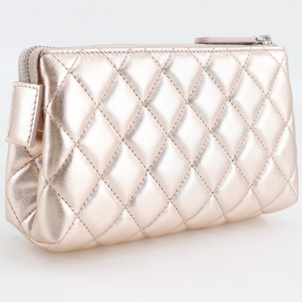 CHANEL Pouch A69259 lambskin Metallic pink Matrasse