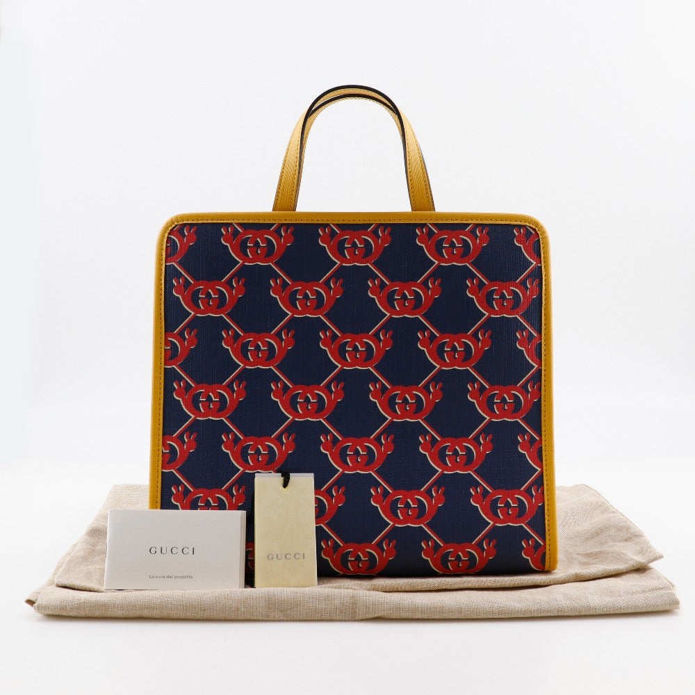 GUCCI Handbag 605614 PVC Navy / Red Interlocking G Snail Children