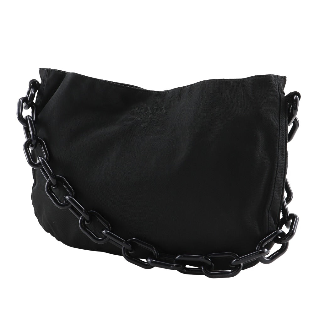 PRADA Shoulder Bag B6431 Nylon, Plastic black ChainShoulder